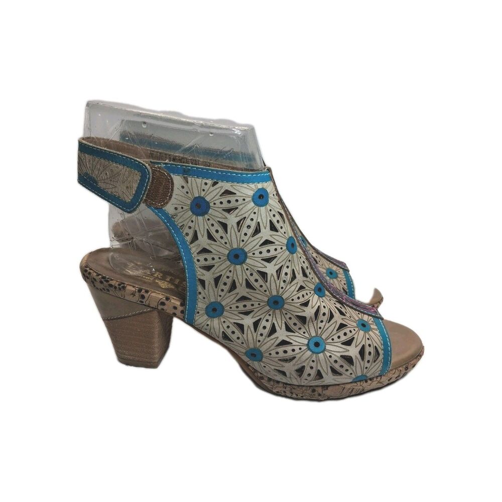 L'Artiste Spring Step Marjan Women’s Sz 38 7.5-8 Cutout Leather Heeled Sandals - Picture 4 of 11